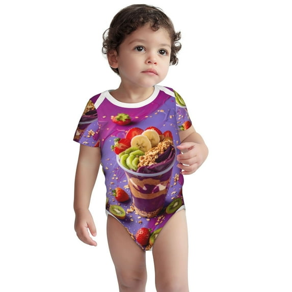 Kdxio Fruit Parfait Colorful Pattern Unisex Baby Cotton Short Sleeve Bodysuits-3 Months
