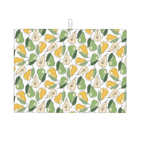 Kdxio Fruit Pears for Dish Drying Mat,24*18 inch Absorbent Dish Drainer Kitchen Counter,Large Size Dish Drying Pad for Countertops,Draining Racks