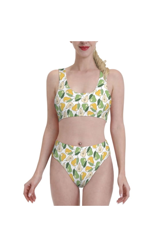 Fruit Pears for Womens High Waisted Bikini Top Sports Style Two Piece Bathing Suits