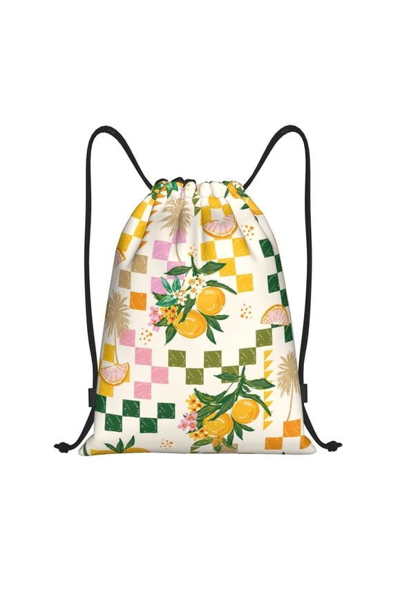 Fruit Print Drawstring Backpack Bag,Waterproof Draw String Back Sack, Gym Drawstring Bags Swim Bag For Unisex