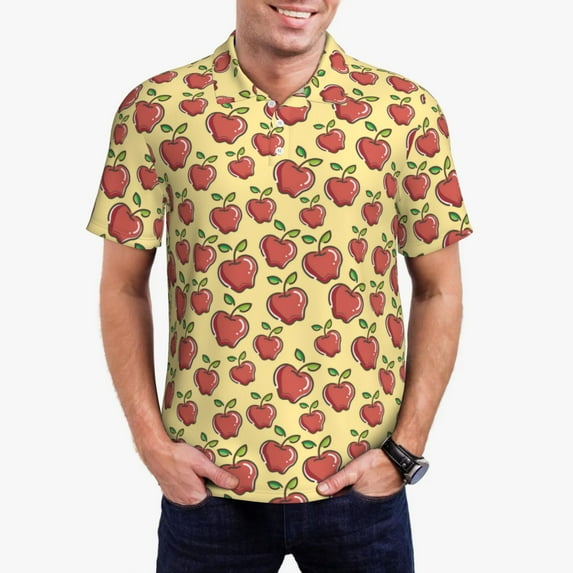 Kdxio Fruit Print Men's Short Sleeve Polo Shirt,Midweight Men's Shirt