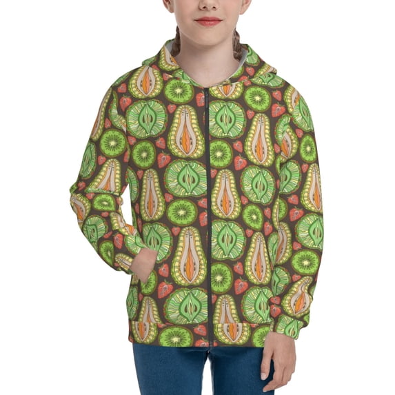 Kdxio Fruits 1 Pattern Kids Boys Girls Zip Up Hoodie 3D Printed Hooded Sweatshirt Hoody Coat with Pocket 7-12 Y-Medium
