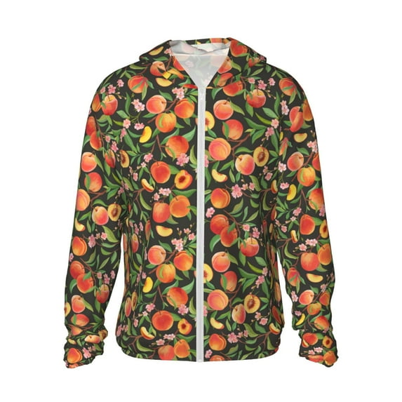 Kdxio Fruits Peach Print Women Men Sun Protection UPF 50+ Jackets Zip Up Long Sleeve Hoodie Hiking Lightweight with Pockets