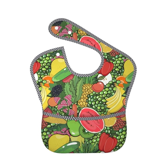 Kdxio Fruits Vegetables And Berries Bibs For Babies, Baby Bibs for Eating, Toddler Bibs, Waterproof Bibs, Feeding Bibs, for Toddlers, Boys, Girls