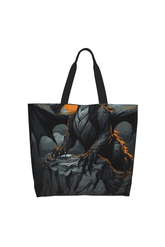 Full Moon Black Dragon Casual Tote Bags Women Big Capacity Shoulder Bag for Women Travel Shoulder Bags Handbags
