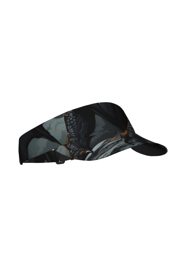Full Moon Black Dragon Print Sun Visor Hat Golf Visor Adjustable Velcro Outdoor Sports Cap for Men Women