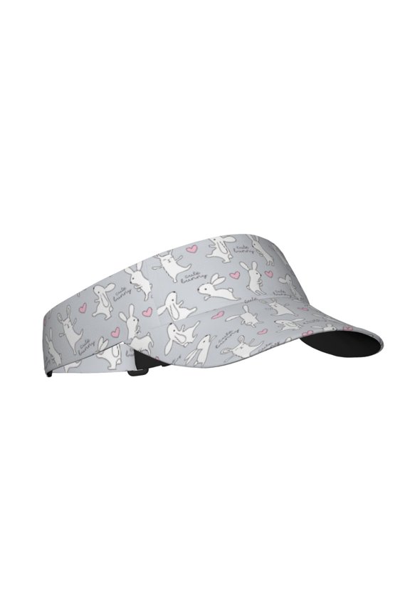 Fun Rabbit Print Sun Visor Hat Golf Visor Adjustable Velcro Outdoor Sports Cap for Men Women