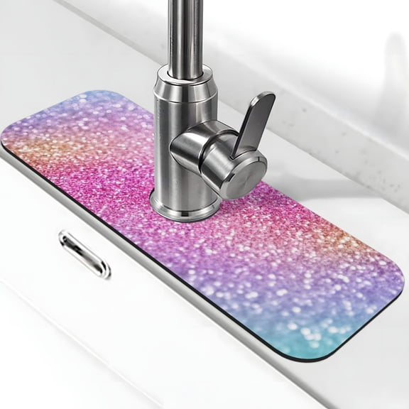 Kdxio Fun Rainbow Pattern Non-Slip Diatom Mud Faucet Drain Pad,Self Absorbent Mat for Kitchen Sink for Variety Kitchen & Bathroom Countertops