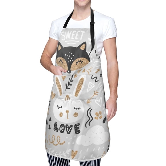 Kdxio Funny Animals Series Apron with Pockets Adjustable Kitchen Aprons for Men Women Waterproof Aprons for Cooking,Drawing,Crafting, Baking Household Cleaning