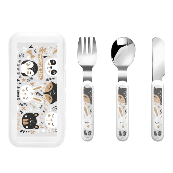 Kdxio Funny Animals Series Toddler Utensils Set - Kids Silverware Set, Set Kids Utensils Set with Case for Preschooler Children