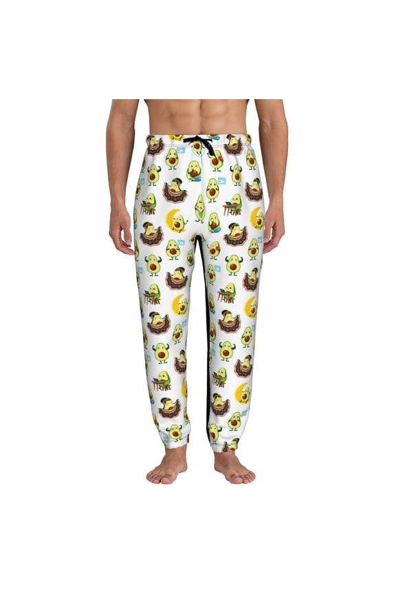 Funny Avocado In Mexican Clothes Pattern Joggers,Sweatpants for Men with Pockets-X-Large