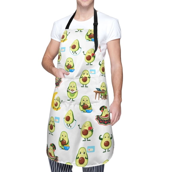 Kdxio Funny Avocado In Mexican Clothes Apron with Pockets Adjustable Kitchen Aprons for Men Women Waterproof Aprons for Cooking,Drawing,Crafting, Baking Household Cleaning
