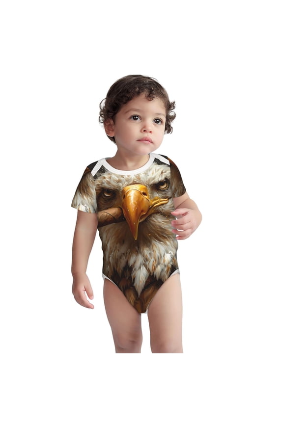 Funny Bald Eagle Pattern Unisex Baby Cotton Short Sleeve Bodysuits-6 Months