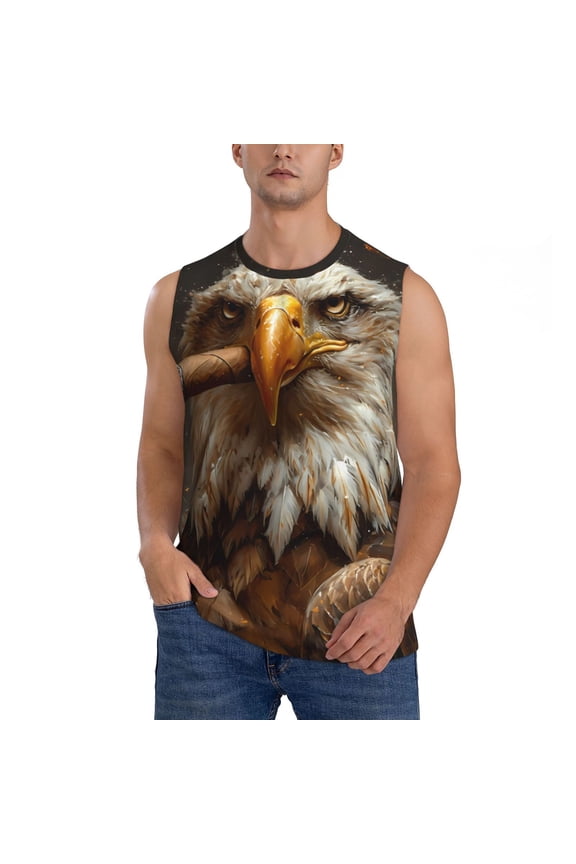 Funny Bald Eagle for Men's Muscle T-shirt,Sleeveless for Workout Running Athletic Gym Lounge Casual
