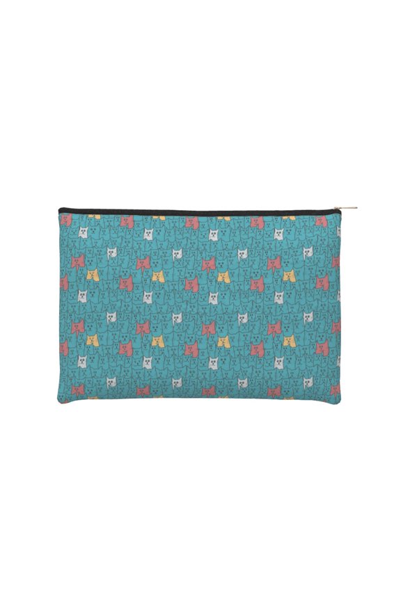 Funny Cat Blue Makeup Bag Toiletry Bag Canvas Makeup Bags Zipper Cosmetic Pouch Travel Cosmetic Pouch for Women Gifts