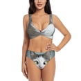 thumbnail image 1 of Kdxio Funny Cat Print Women's 2 Piece High Waisted Wrap Spaghetti Strap Summer Swimsuit Bikini Set-X-Large, 1 of 7