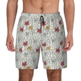 thumbnail image 1 of Kdxio Funny Cat White Print Men's Swim Trunks with Compression Liner 7 Inch Inseam Quick Dry Swim Shorts, 1 of 7