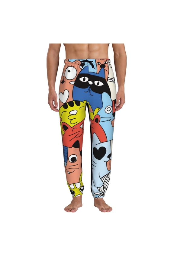 Funny Cats Pattern Joggers,Sweatpants for Men with Pockets-3X-Large