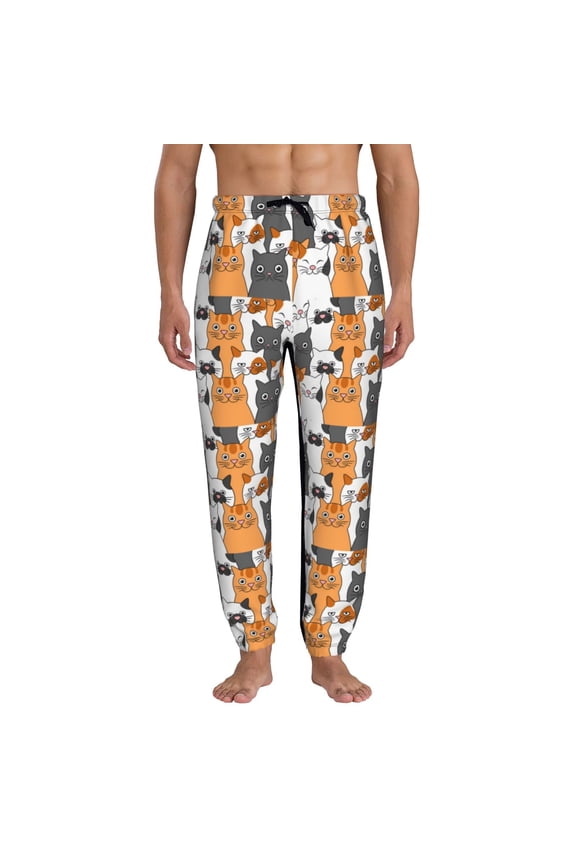 Funny Cats Pattern Joggers,Sweatpants for Men with Pockets-Small