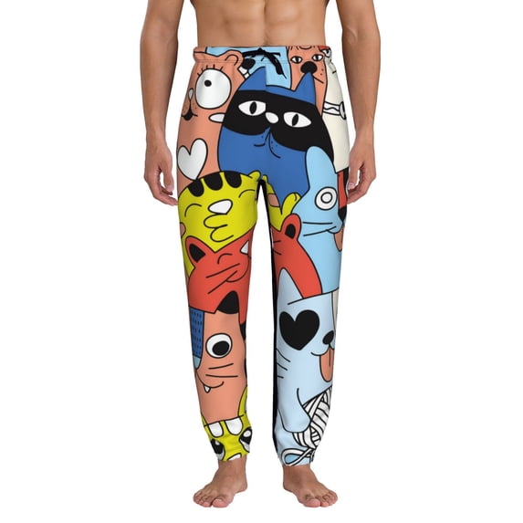 Kdxio Funny Cats Pattern Joggers,Sweatpants for Men with Pockets-X-Large
