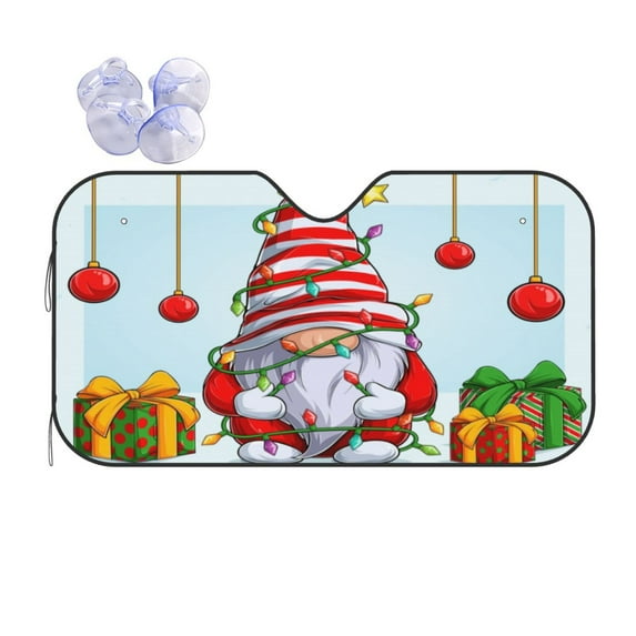 Kdxio Funny Christmas Gnome Print Front Windshield Sun Shade,Folding Auto Sunshade for Car Truck SUV-Small