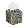 thumbnail image 1 of Kdxio Funny Construction Print Tissue Box Cover,Square Decorative PU Leather Facial Paper Case Organizer Holder Dispenser for Bathroom,Night Stands,Desk,Car 5.2''X5.2''X5.2'', 1 of 8