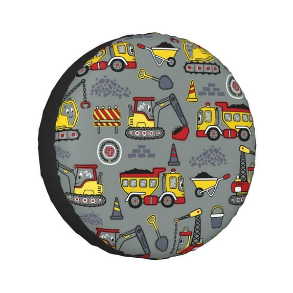Kdxio Funny Construction for Tire Cover Wheel Protectors Tyre Covers Weatherproof Wheel Covers Universal Fit for Trailer Rv SUV Truck Camper Travel Trailers 14 inch