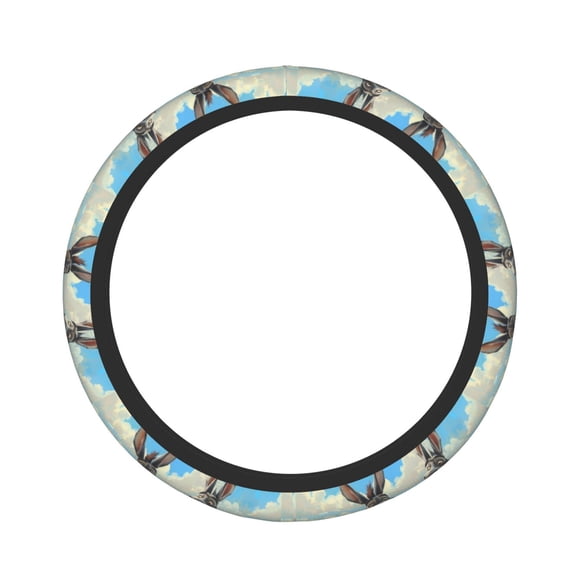 Kdxio Funny Countryside Donkey Print Elastic Stretch Steering Wheel Cover,Auto Steering Wheel Cover,15 Inch Anti-Slip,Warm in Winter and Cool in Summer,Fit Suvs,Vans Cars,Trucks
