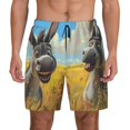 thumbnail image 1 of Kdxio Funny Countryside Donkey Print Men's Swim Trunks with Compression Liner 7 Inch Inseam Quick Dry Swim Shorts, 1 of 5