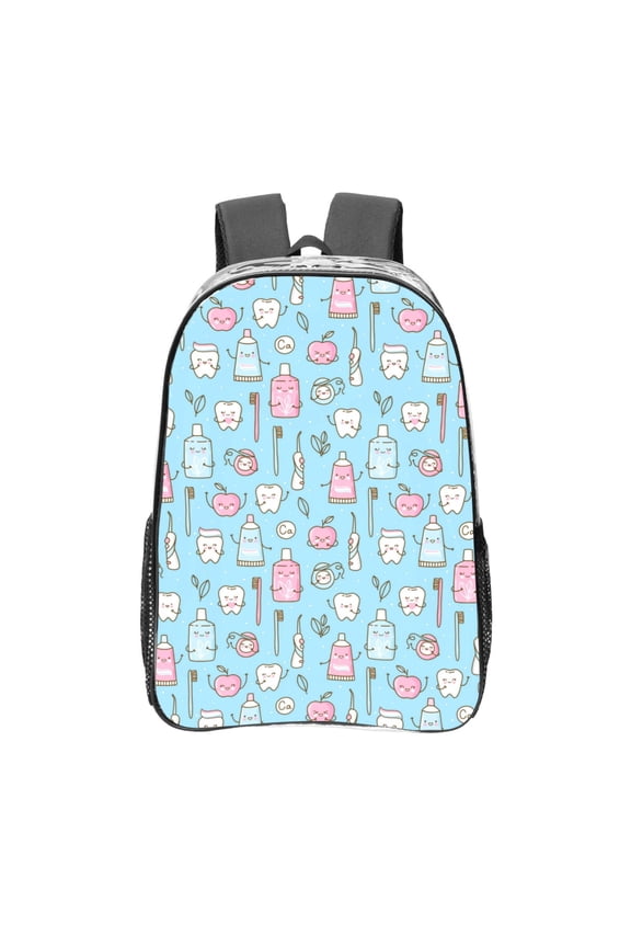 Funny Cute Teeth Clear Backpack, Transparent Bookbag for School for Women Men, Capacity Clear Bag for College, Travel