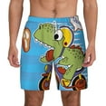 thumbnail image 1 of Kdxio Funny Dinosaurs Pursue A Meat Print Men'S Swim Trunks With Compression Liner 7 Inch Inseam Quick Dry Swim Shorts, 1 of 7