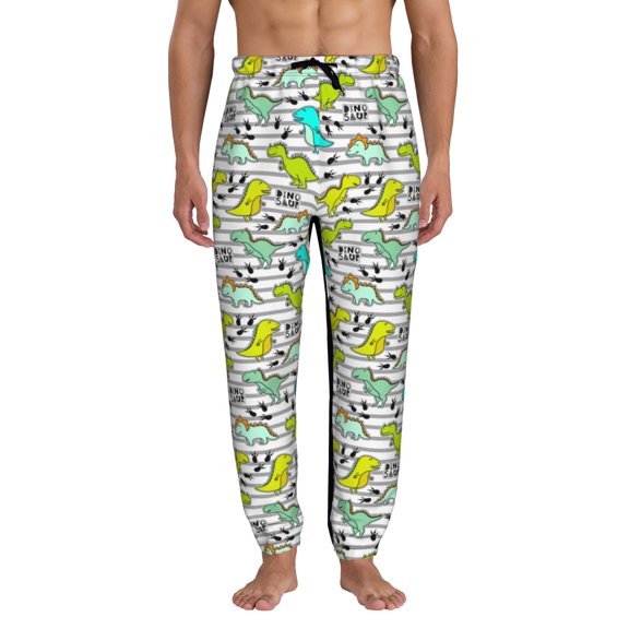 Kdxio Funny Dinosaurs on Stripes Pattern Joggers,Sweatpants for Men with Pockets-Large