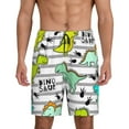 thumbnail image 1 of Kdxio Funny Dinosaurs on Stripes Print Mens Sleep Shorts Bottoms Soft Comfy Pajama Wear Pants with Drawstring Pockets, 1 of 7