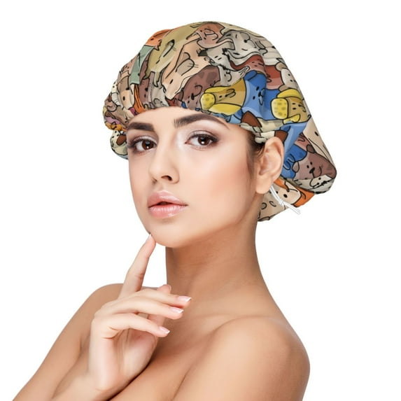 Kdxio Funny Dogs Family Pattern Satin Bonnet Silk Bonnet Hair Bonnet for Sleeping Hair Bonnets for Women Curly Natural Hair