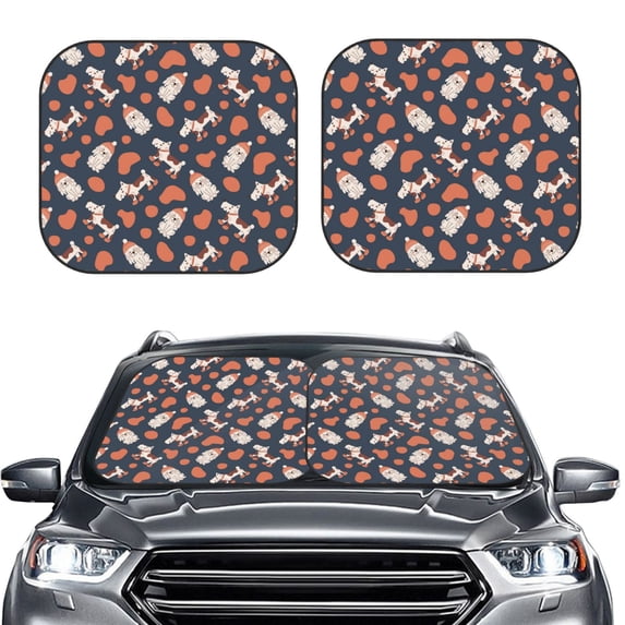 Kdxio Funny Dogs Print 2-Piece Sun Shade Front Windshield - Foldable Car Front Window Sunshades for Most Sedans SUV Truck