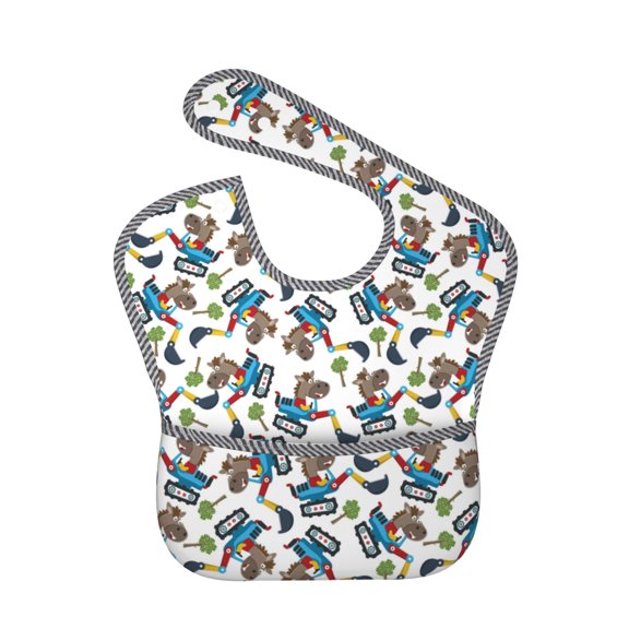 Kdxio Funny Excavator Bibs For Babies, Baby Bibs for Eating, Toddler Bibs, Waterproof Bibs, Feeding Bibs, for Toddlers, Boys, Girls