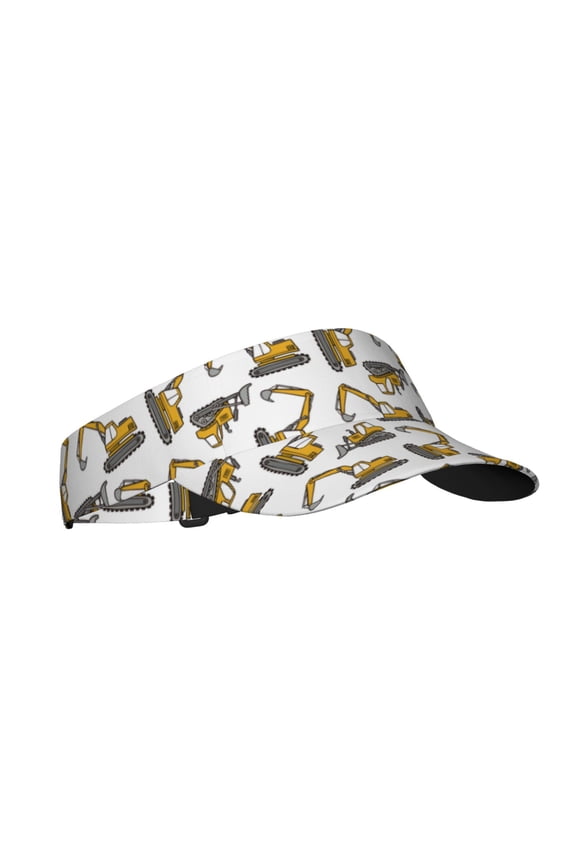 Funny Excavator Print Sun Visor Hat Golf Visor Adjustable Velcro Outdoor Sports Cap for Men Women