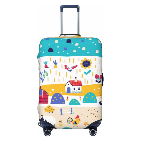 Kdxio Funny Farm Pattern Luggage Cover for Travel,Elastic and Durable,Fits 18-32 Inch,Anti-Scratch Suitcase Protector