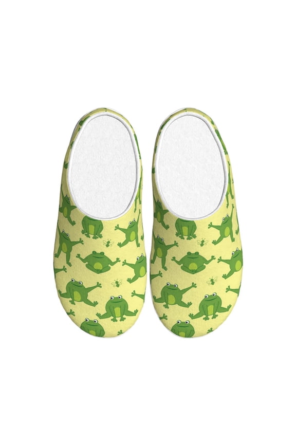 Funny Frogs Women's Men's Slippers Plush Slip-On House Slipper for Winter Indoor Soft Cushion Non-slip Fluffy Slides Slippers-35/36