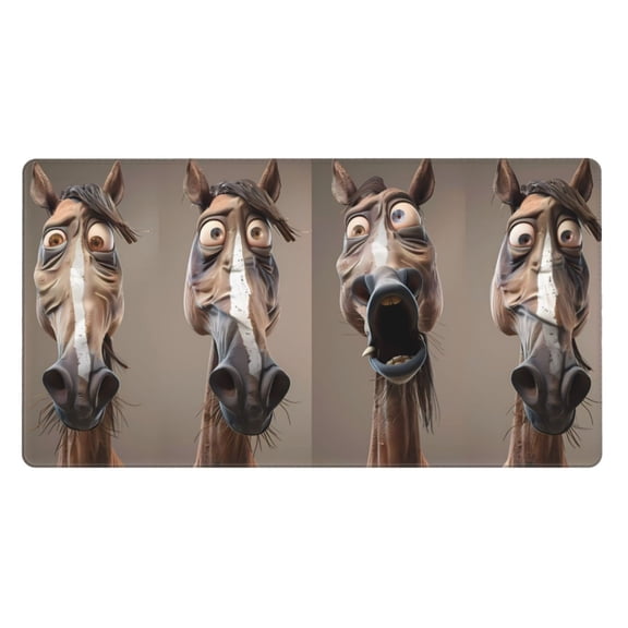 Kdxio Funny Horse Faces Expressions Print Large Gaming Mouse Pad,Non-Slip Base,Water Resist Keyboard Pad for Gamer,Office & Home,29.5 x 15.8 in