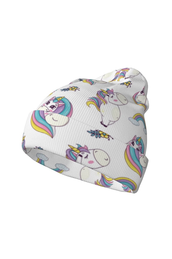 Funny Kawaii Unicorns Dancing Winter Beanie for Men Women Beanie Knit Hat Cuffed Cap Beanie Knit Chunky Snow Cap