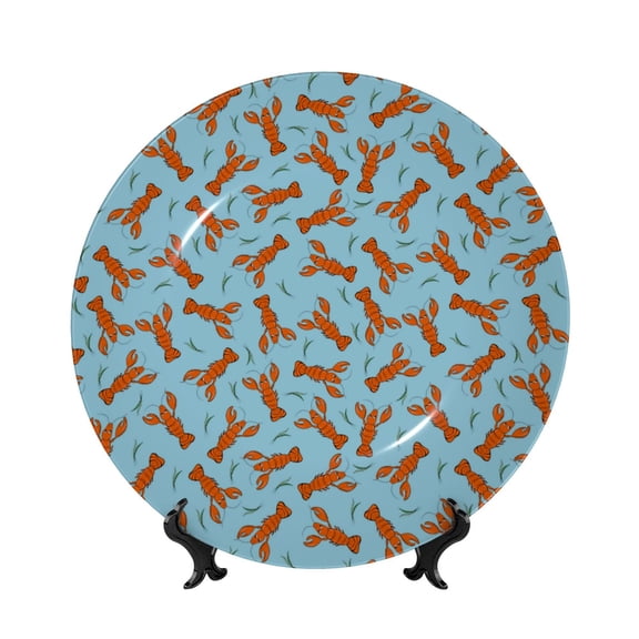 Kdxio Funny Lobsters Bone China Decorative Plate Ceramic Decorative Plate for Home Office Wall Stand Decorative Plates for Home Bedroom-6in