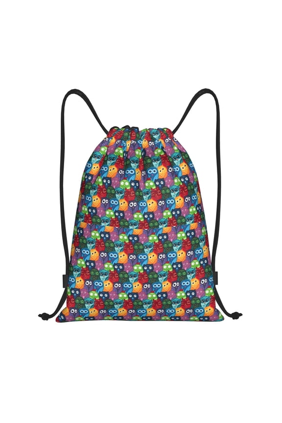 Funny Owls Print Drawstring Backpack Bag,Waterproof Draw String Back Sack, Gym Drawstring Bags Swim Bag For Unisex