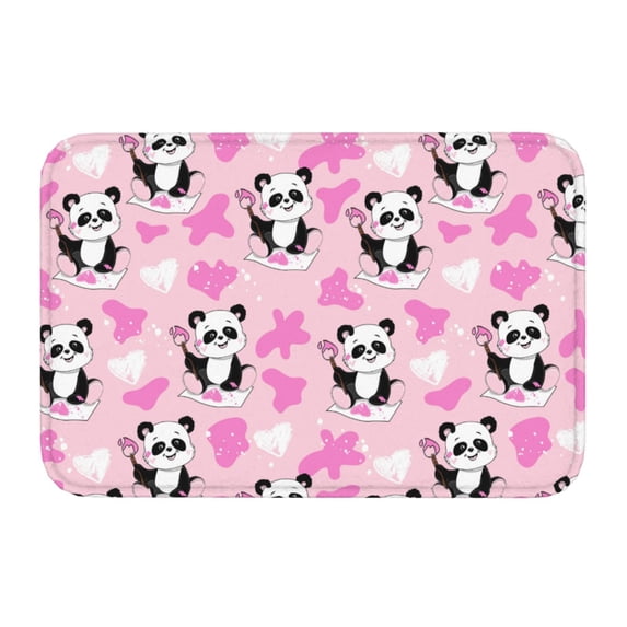 Kdxio Funny Panda Draws A Heart,16" x 24", Non-Slip Front Door Mats,Outdoor Welcome Mat Washable