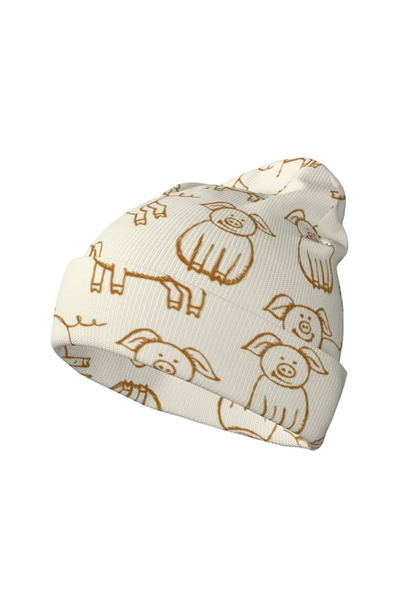 Funny Pigs Winter Beanie for Men Women Beanie Knit Hat Cuffed Cap Beanie Knit Chunky Snow Cap