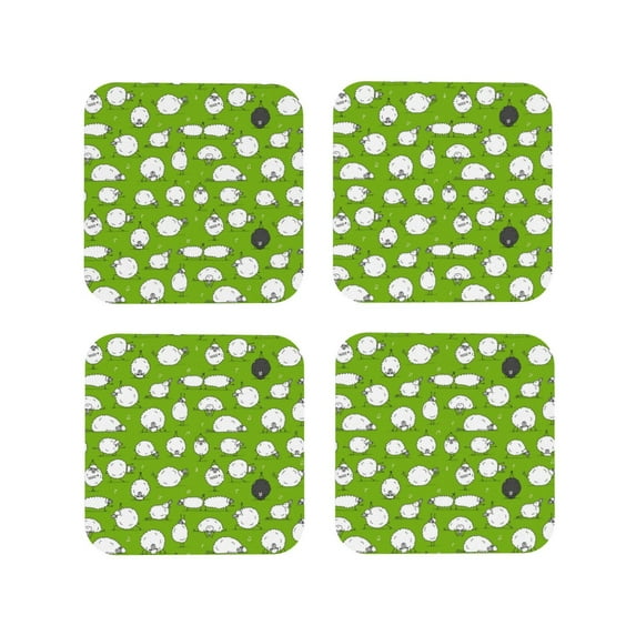 Kdxio Funny Sheep Doing Yoga Funny Coasters,4 Pcs Leather Coasters,Housewarming Gifts,Protect Furniture from Water Marks Scratch and Damage