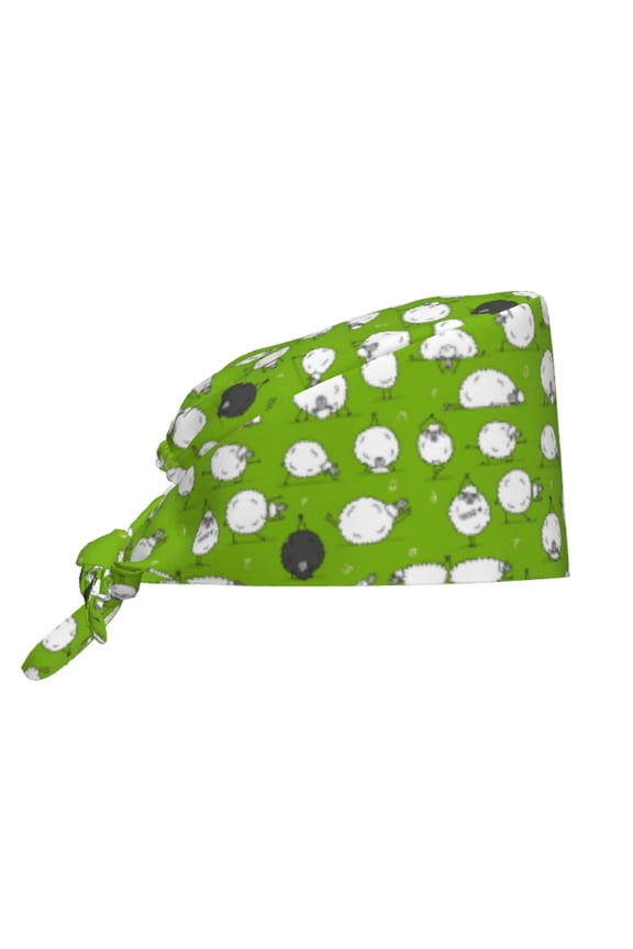 Funny Sheep Doing Yoga Pattern Turban Hat for Women Men Comfortable Adjustable Cleaning Working Cap with Sweatband