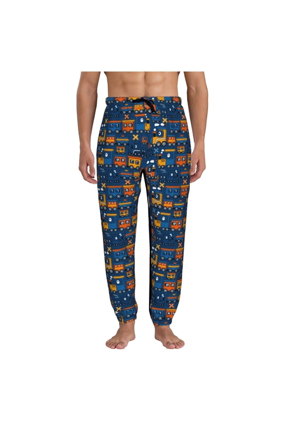 Funny Steam Train Pattern Joggers,Sweatpants for Men with Pockets-X-Large