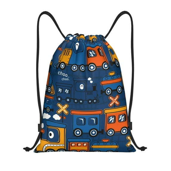 Kdxio Funny Steam Train Print Drawstring Backpack Bag,Waterproof Draw String Back Sack, Gym Drawstring Bags Swim Bag For Unisex