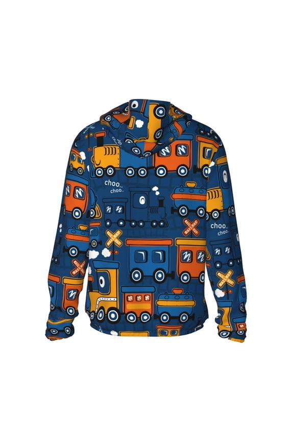 Funny Steam Train Print Women Men Sun Protection UPF 50+ Jackets Zip Up Long Sleeve Hoodie Hiking Lightweight with Pockets
